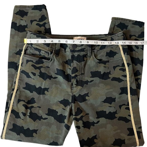 L'Agence Margot Green Camo Stone Gold Stripe Skinny Jeans Size 27 High Rise - Picture 2 of 8